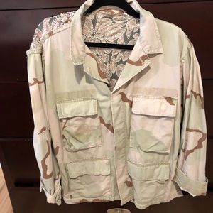 Camp jacket with lace insert in back